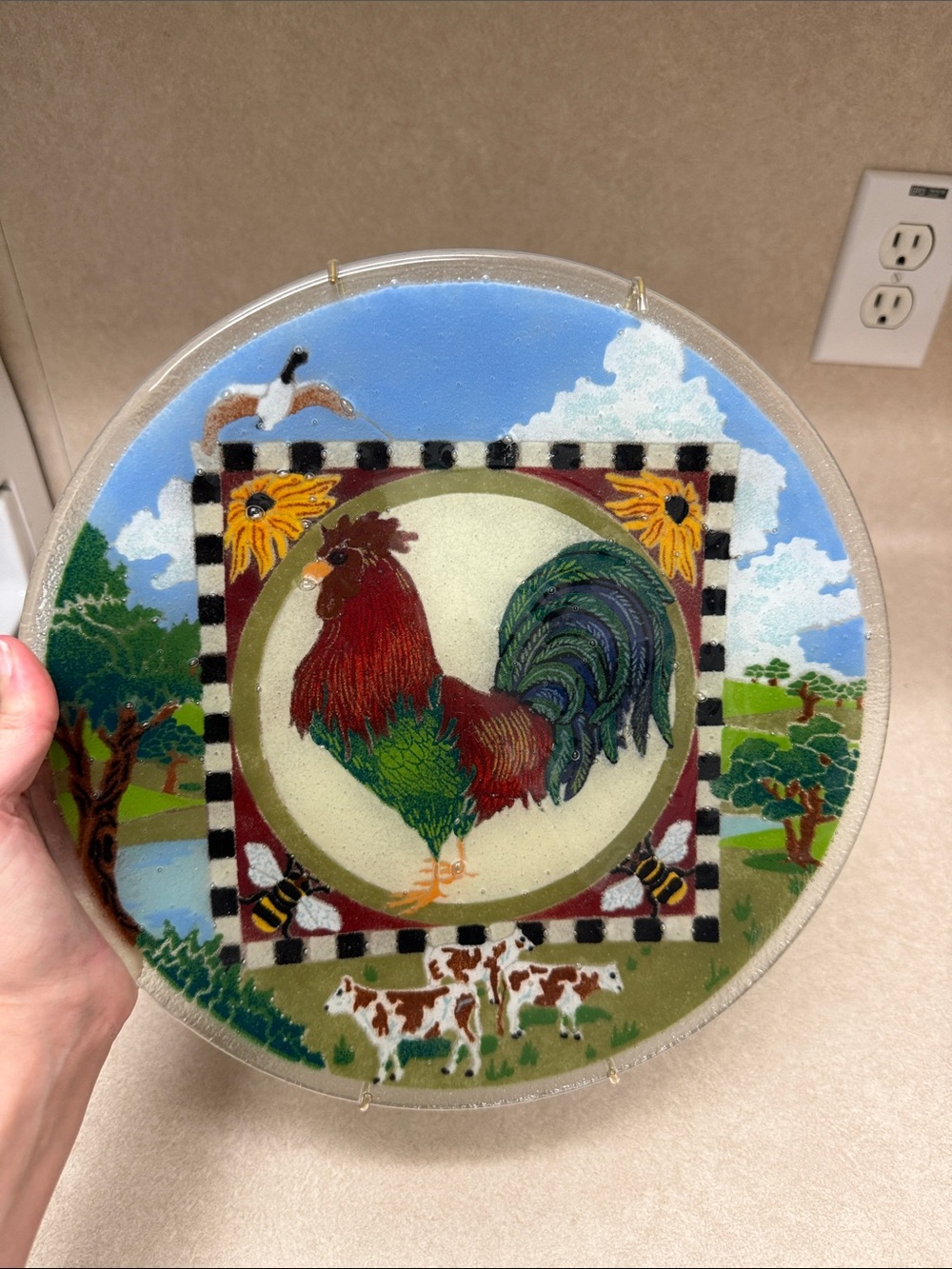 Peggy Karr Rooster  and farm animal plate
